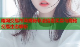 暗网交易市场揭秘非法信息买卖与隐秘交易生态解析