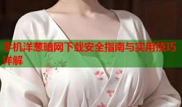 手机洋葱暗网下载安全指南与实用技巧详解