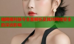 暗网福利禁令全面解析及其对网络安全的深远影响