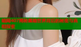暗网407揭秘黑暗世界背后的秘密与真相探索
